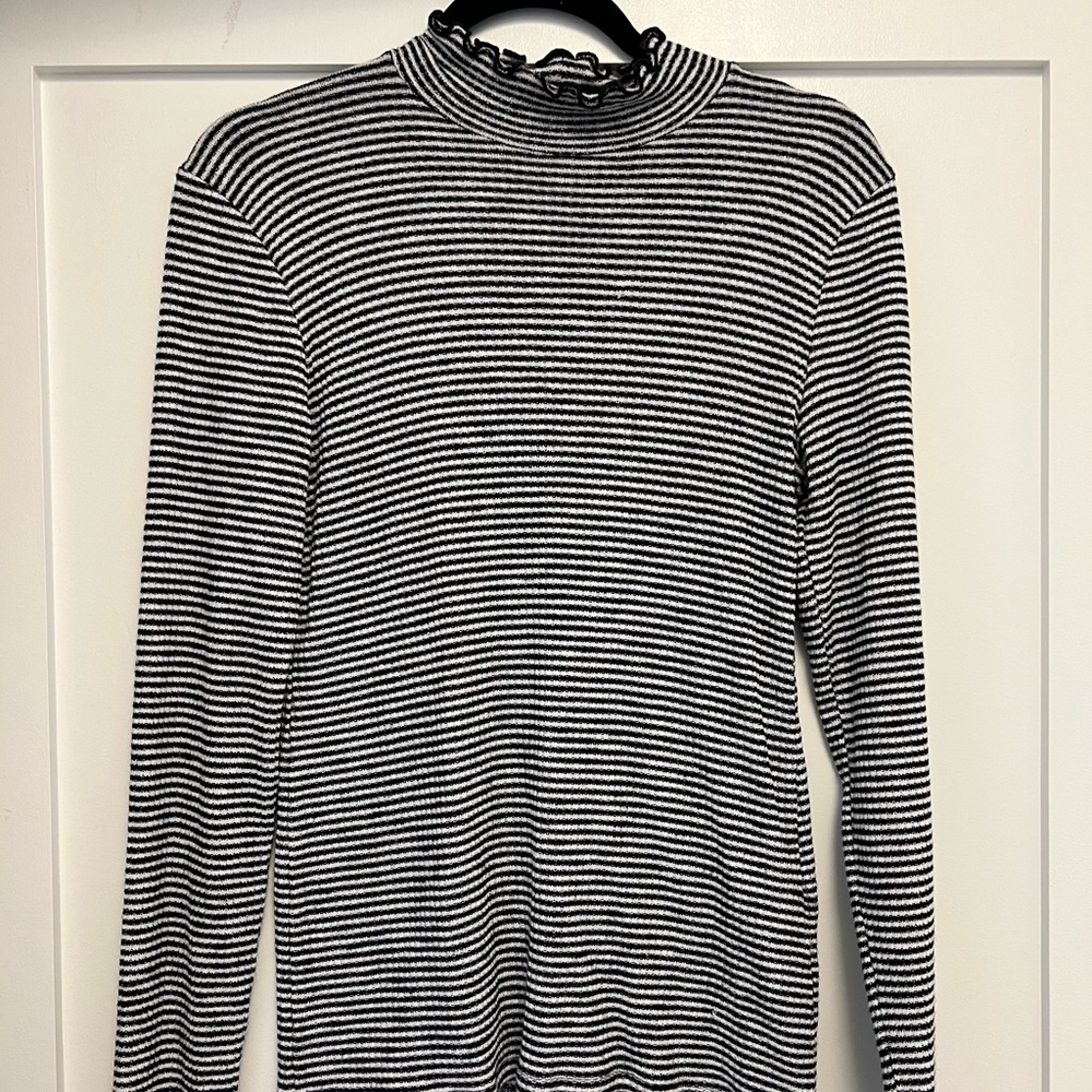 A&F Striped Turtleneck with Scalloped Collar and Cuffs